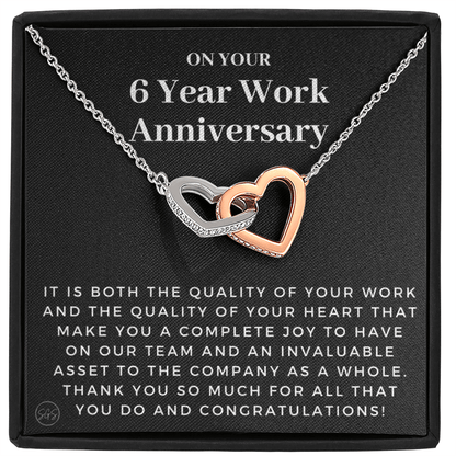 6 Year Job Anniversary Gift | Thank You Gift from Boss, Employee Work Appreciation, Co-Worker, Congrats, Years of Service AN06H