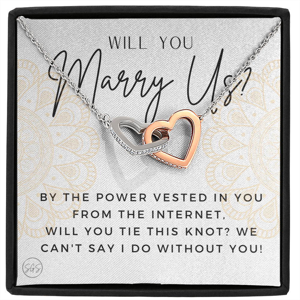 Wedding Officiant Proposal Gift | Will You Marry Us? Will You Be Our Officiant? For Friends, Best Friend Bestie Necklace Bridal Party 0817hhA