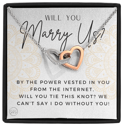 Wedding Officiant Proposal Gift | Will You Marry Us? Will You Be Our Officiant? For Friends, Best Friend Bestie Necklace Bridal Party 0817hhA