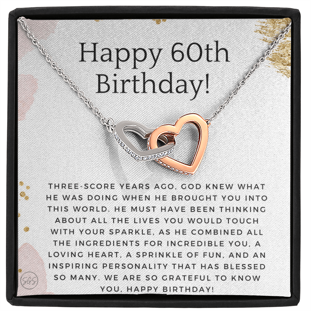60th Birthday Gift for Women | Bday Present for Mom, Stepmom, Grandma, Friend, Employee, Funny and Heartfelt Card and Necklace 2801h