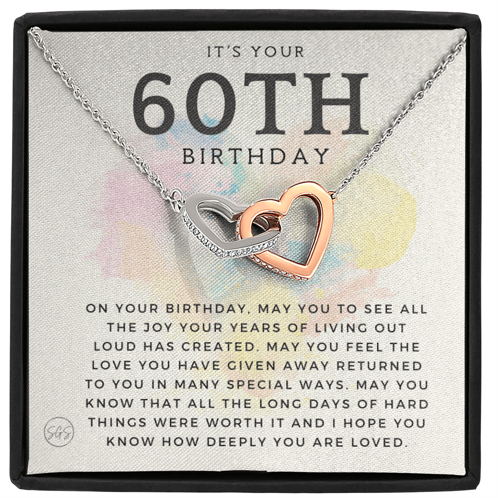 60th Birthday Gift for Women | Bday Present for Mom, Stepmom, Grandma, Friend, Employee, Funny and Heartfelt Card and Necklace 2804h