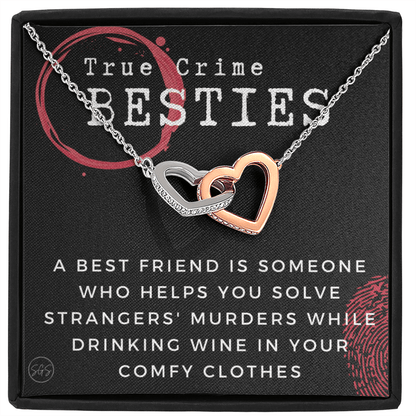 True Crime Best Friend Gift | Christmas Gift for Bestie, Funny Best Friend Necklace, True Crime & Wine, Podcast Junkie, Coffee Lover 1118-02H