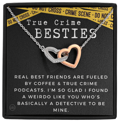 True Crime Best Friend Gift | Christmas Gift for Bestie, Funny Best Friend Necklace, True Crime & Wine, Podcast Junkie, Coffee Lover 1118-07H