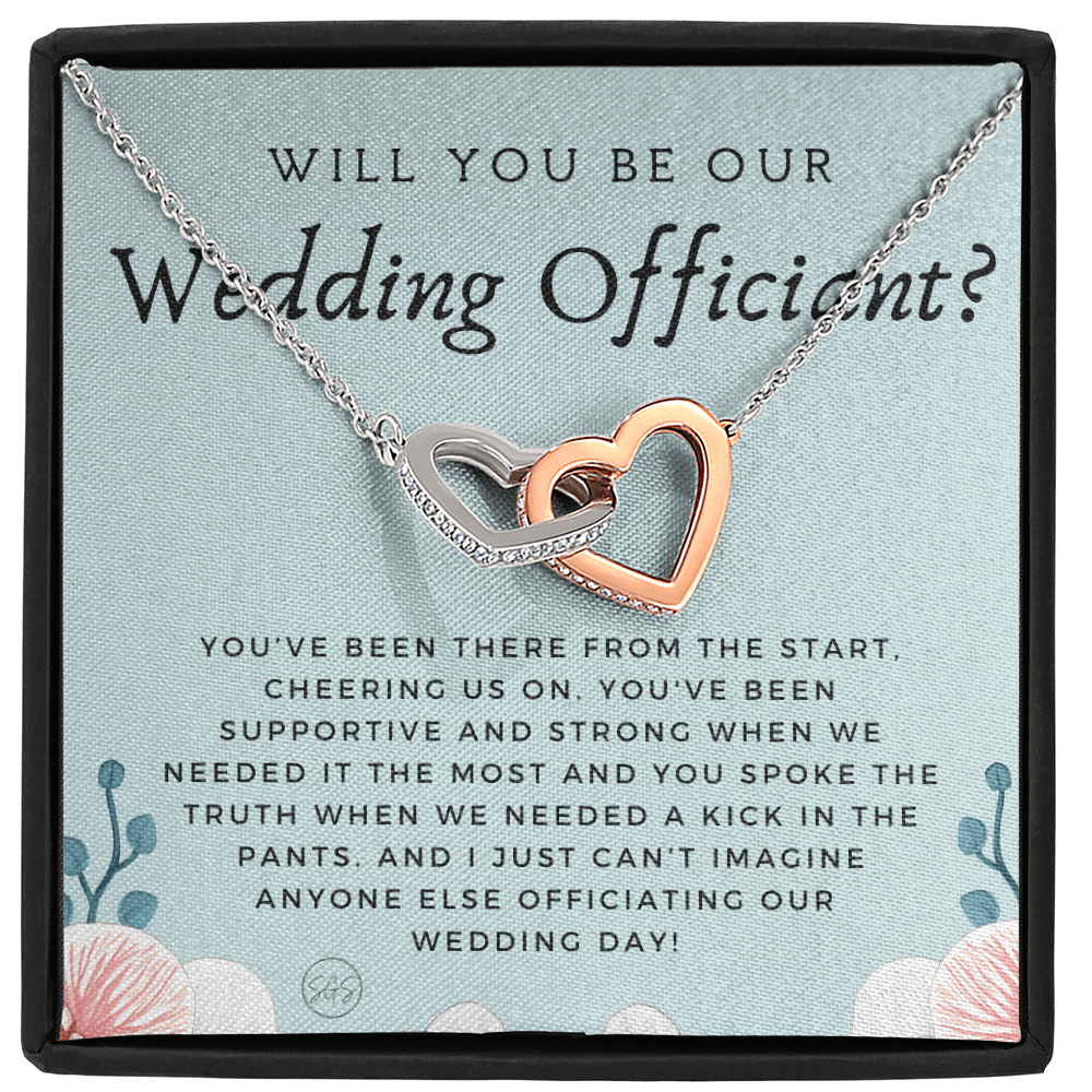 Wedding Officiant Proposal Gift | Will You Marry Us? Will You Be Our Officiant? For Friends, Best Friend Bestie Necklace Bridal Party 0817ehA
