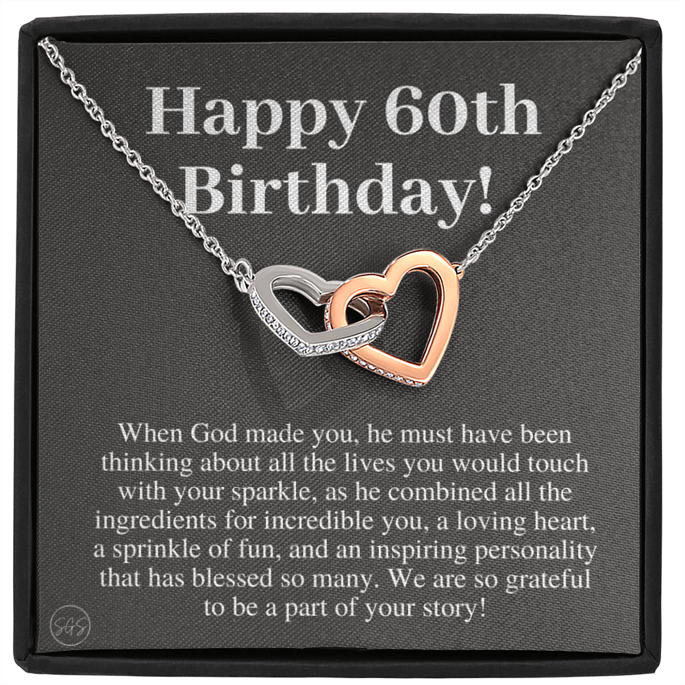 60th Birthday Gift for Women | Bday Present for Mom, Stepmom, Grandma, Friend, Employee, Funny and Heartfelt Card and Necklace 2802h