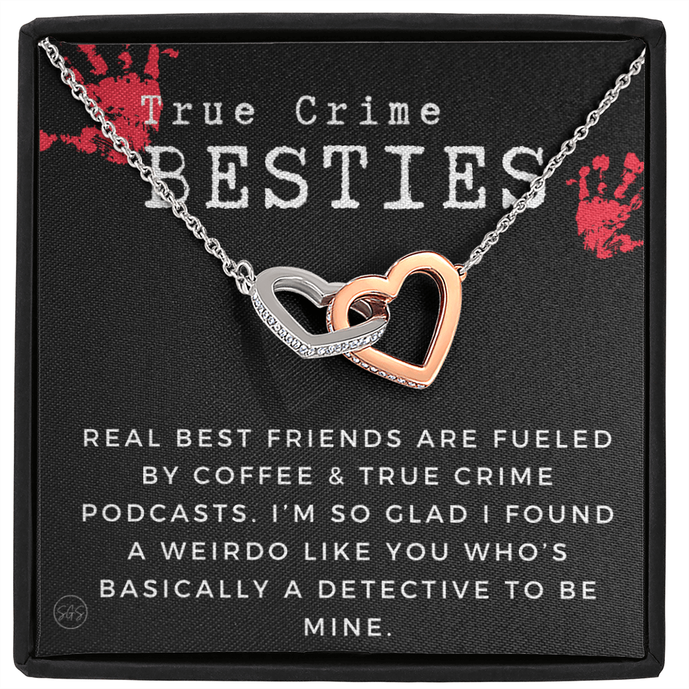 True Crime Best Friend Gift | Christmas Gift for Bestie, Funny Best Friend Necklace, True Crime & Wine, Podcast Junkie, Coffee Lover 1118-05H