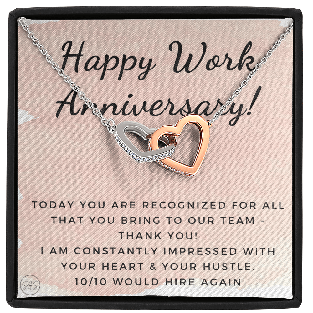 Happy Work Anniversary! Gift From Boss, Hustle, Congrats, Thank You, Christmas, Necklace, Team, Office Present, Employee Appreciation 1029aHA