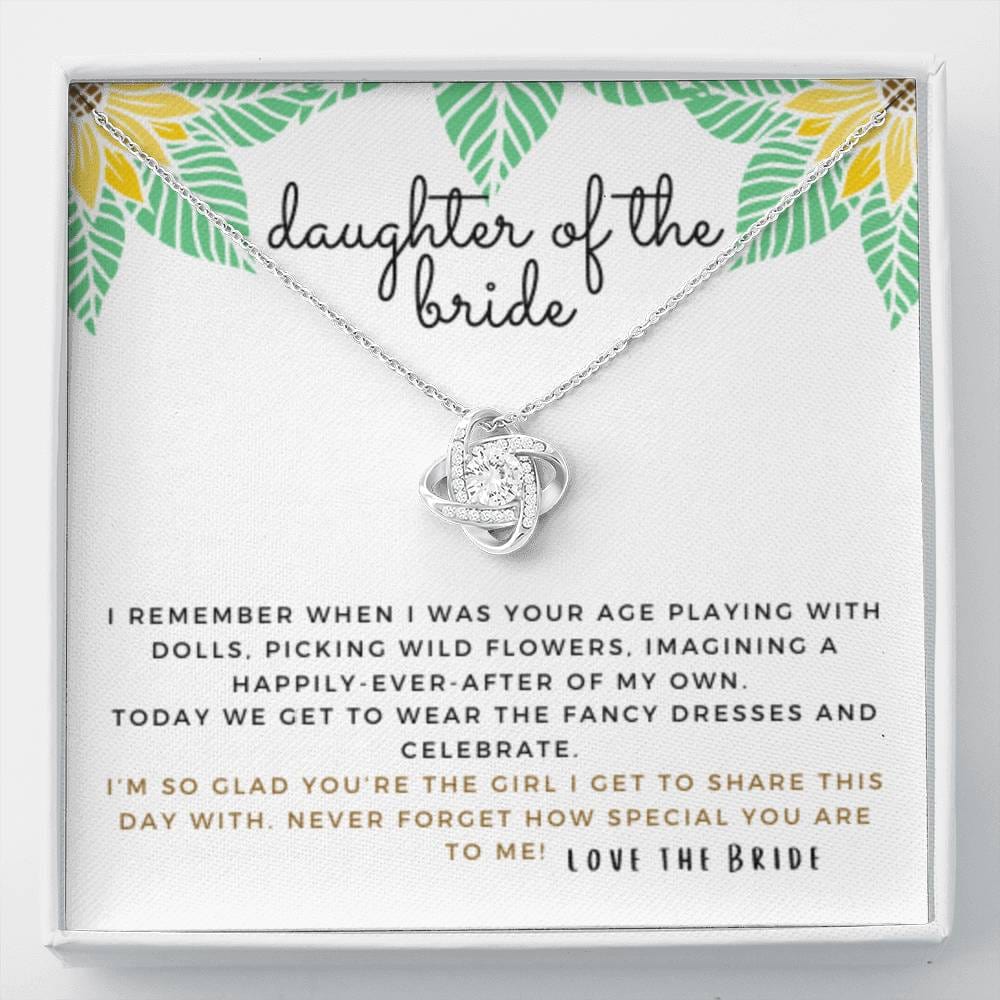 Daughter of the Bride Gift | Flower Girl Gift, Wedding Party, From the Bride, Flower Girl Necklace, Bride Squad, Bridal Party, Bridesmaid Proposal Daughter, 26 Love Knot