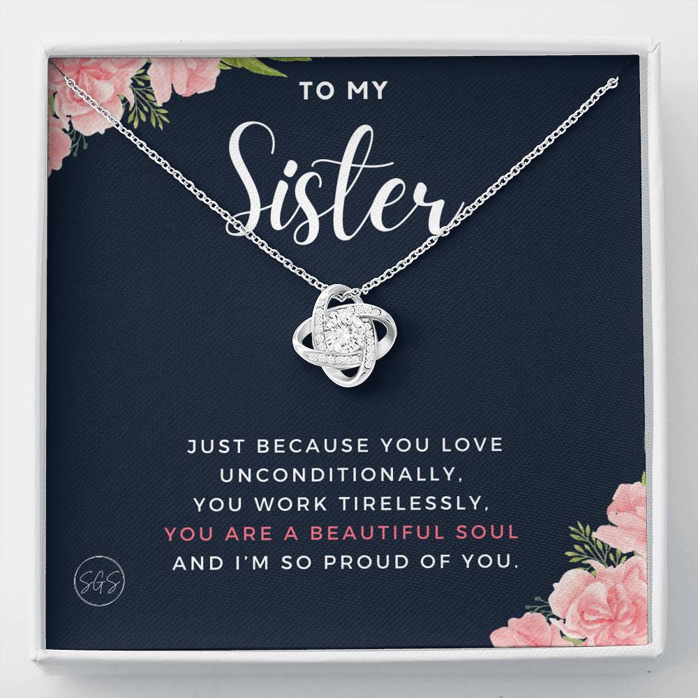 sister proud of you 0707j Necklace Love Knot