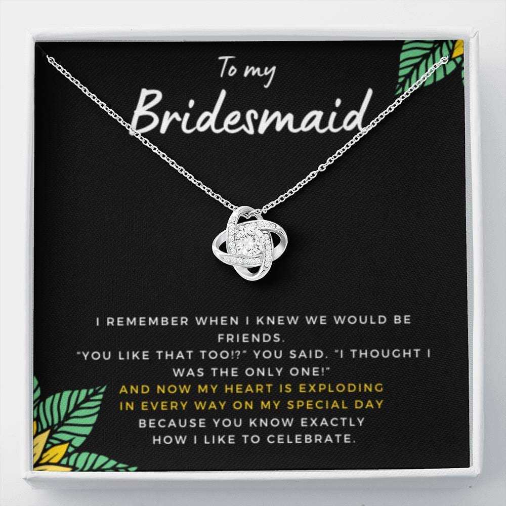 BridesmaidHeartExploding Necklace Love Knot
