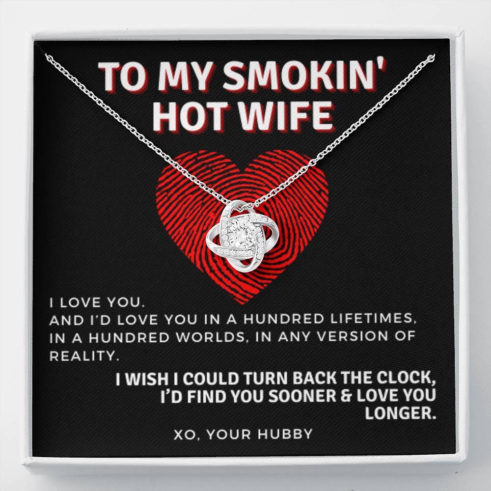 To My Smokin' Hot Wife Thumb Print | From Husband, Gift, 14K White Gold, Necklace, Pendant, Romantic, Anniversary, Birthday, Just Because, I love you
