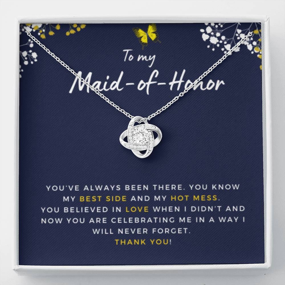 MaidofHonorBestSideandHotMess Necklace Love Knot