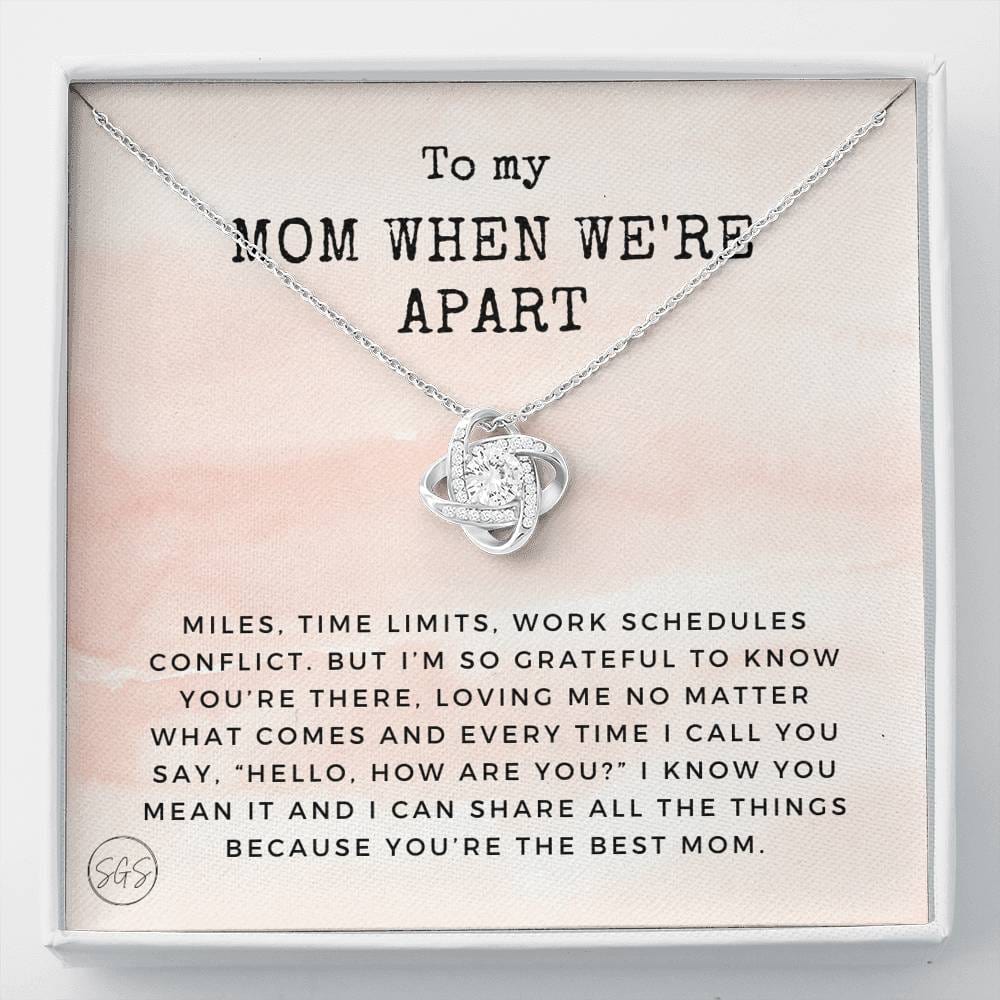 0921c Long Distance Mom Necklace Love Knot