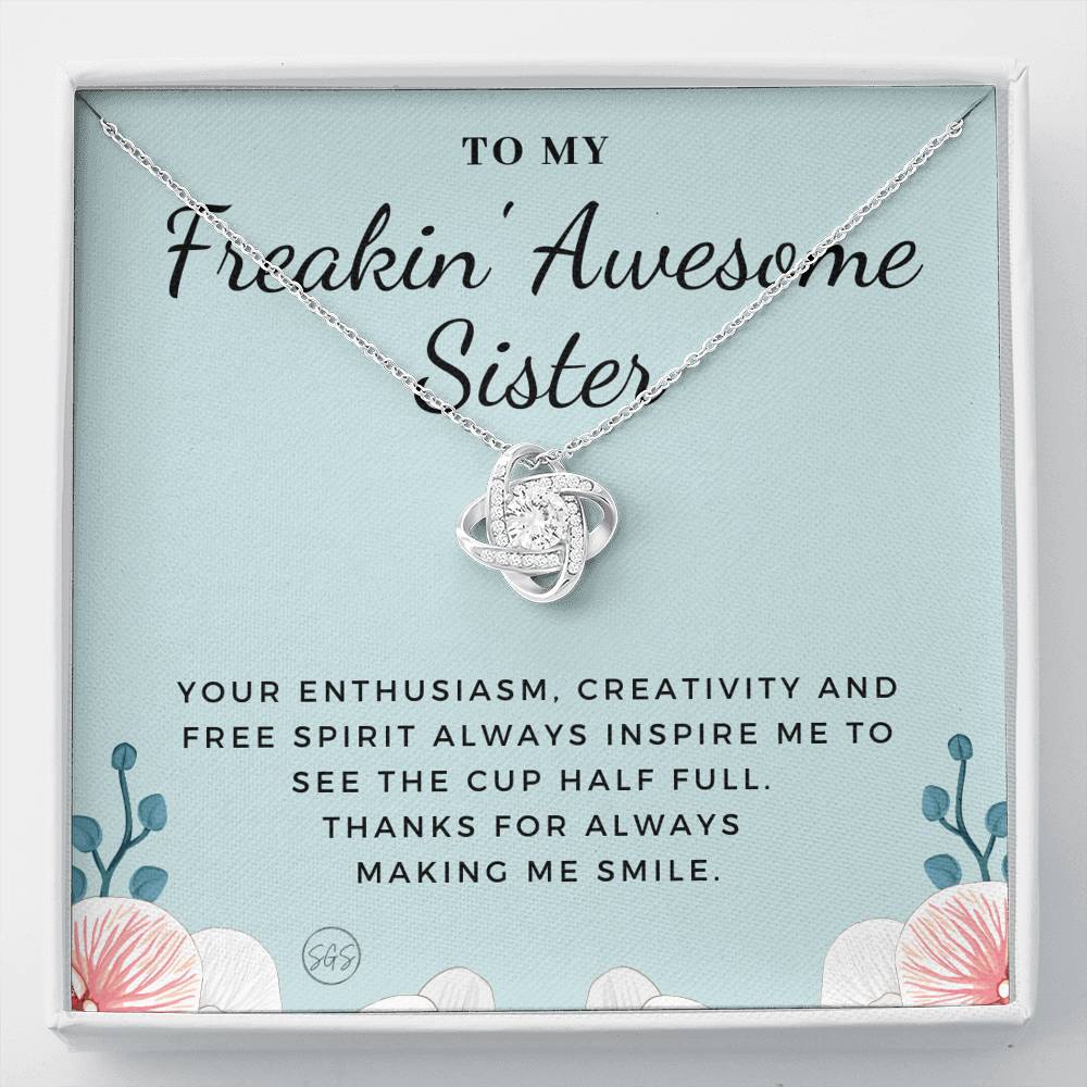 Freakin Awesome Sister 0706i Necklace Love Knot