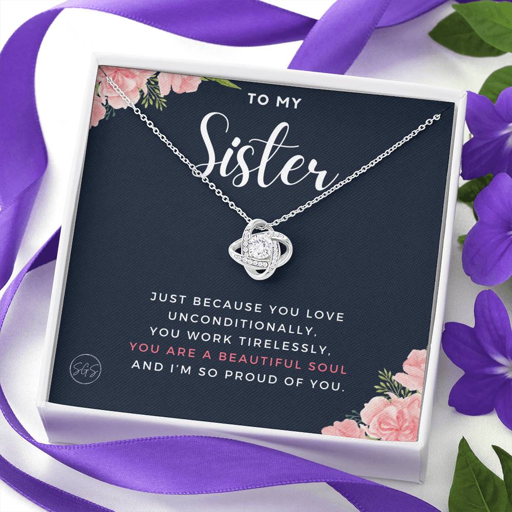 sister proud of you 0707j Necklace Love Knot