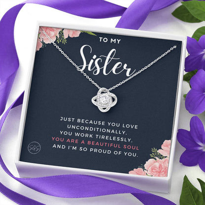 sister proud of you 0707j Necklace Love Knot