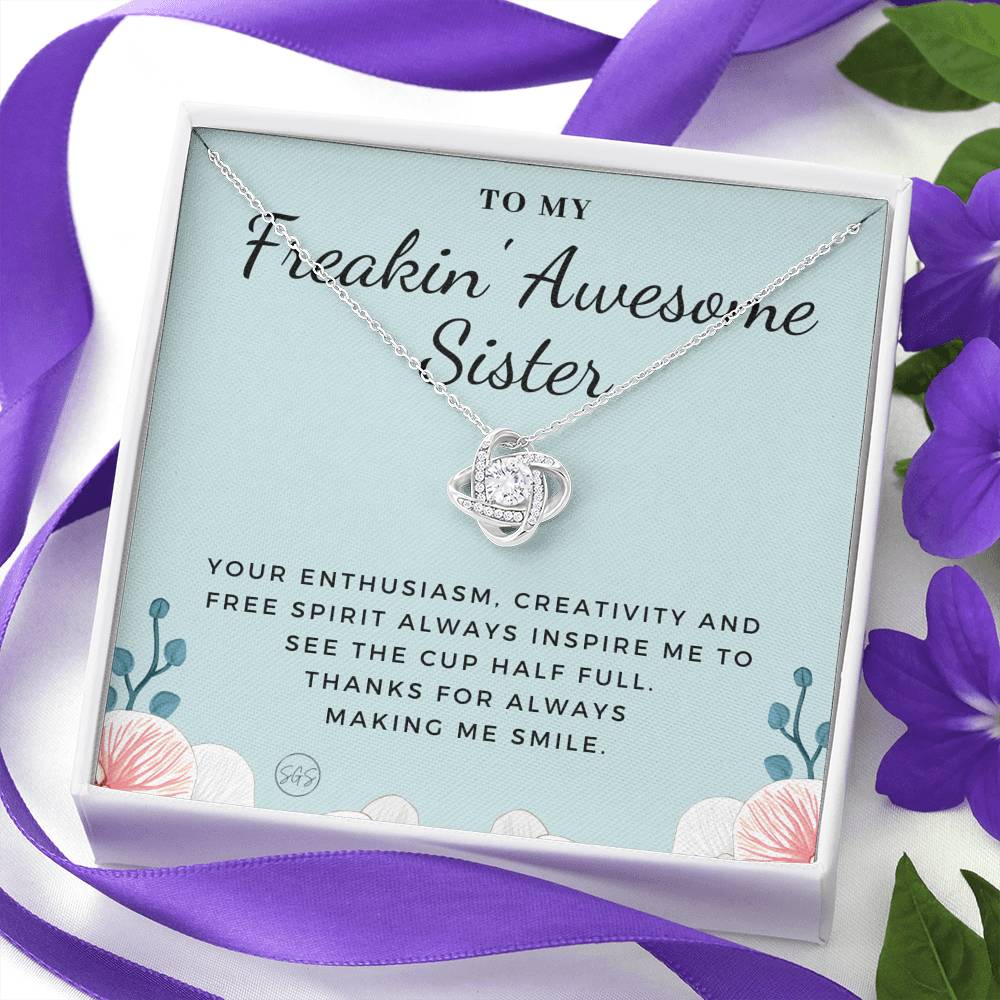 Freakin Awesome Sister 0706i Necklace Love Knot