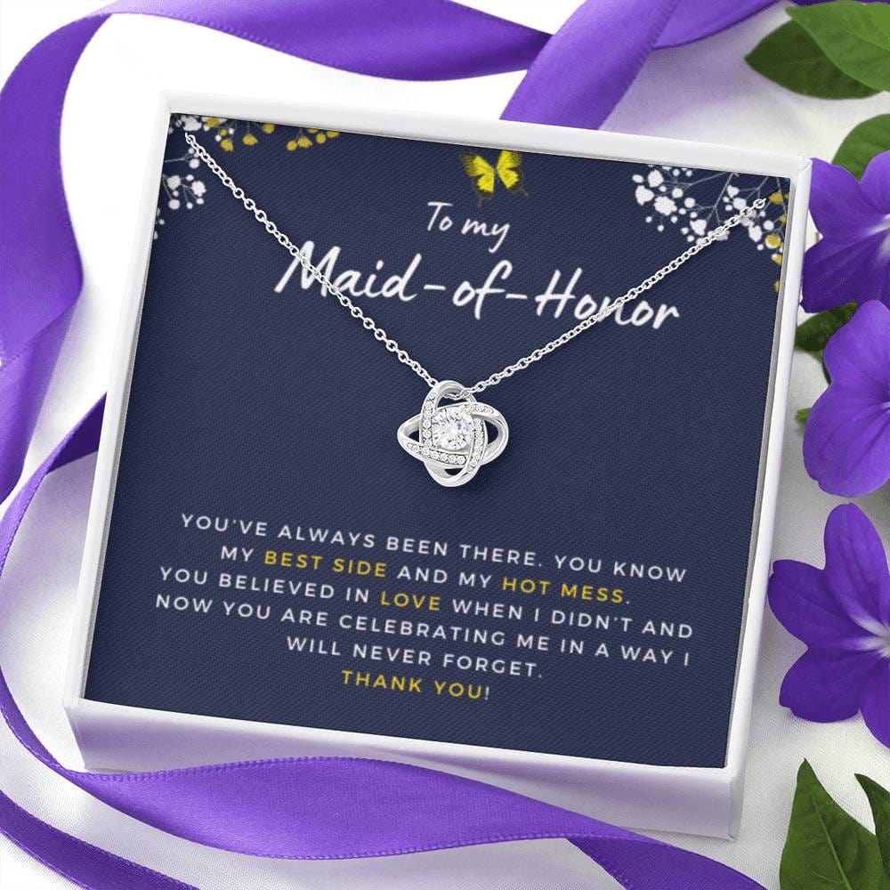 MaidofHonorBestSideandHotMess Necklace Love Knot