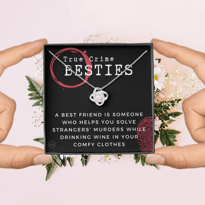 True Crime Best Friend Gift | Christmas Gift for Bestie, Funny Best Friend Necklace, True Crime & Wine, Podcast Junkie, Coffee Lover 1118-02K