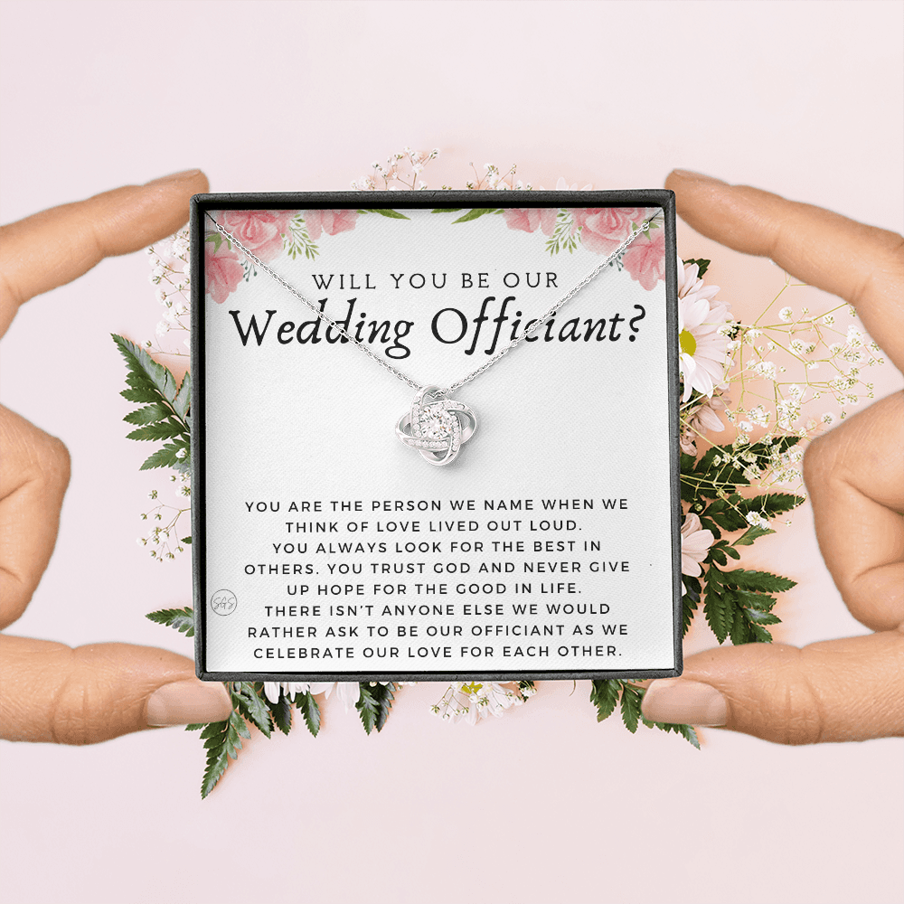 Wedding Officiant Proposal Gift | Will You Marry Us? Will You Be Our Officiant? For Friends, Best Friend Bestie Necklace Bridal Party 0817fK2