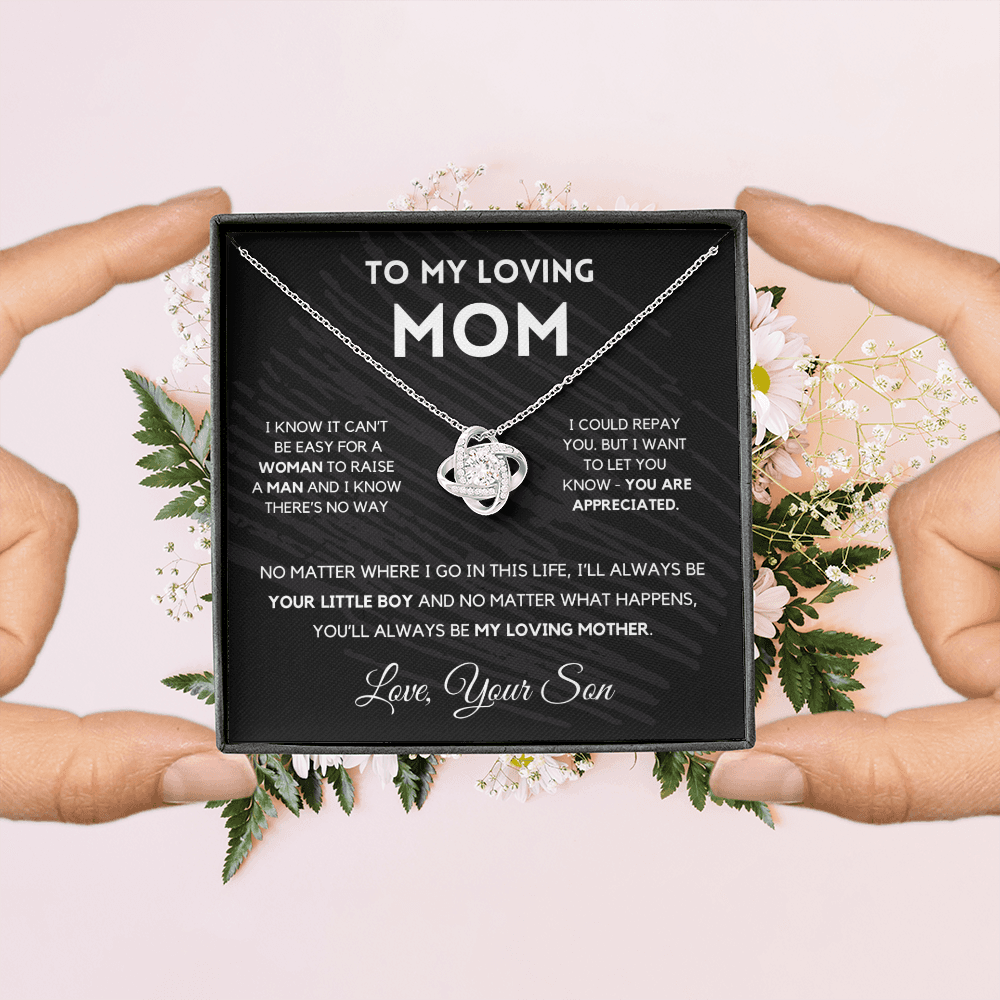 Gift For Mom from Son - I'll Always Be Your Little Boy - Love Knot Necklace | Gift for Mother's Day From Son, Mom Birthday Present M2