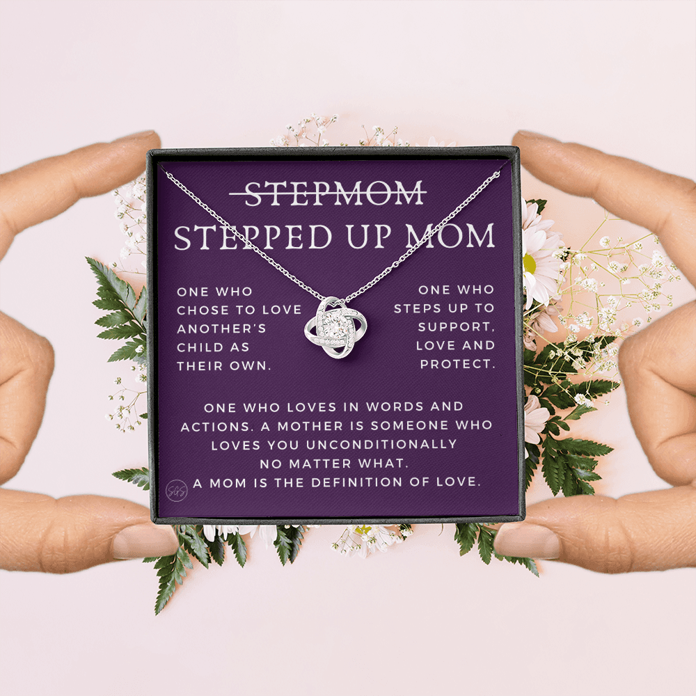 Stepped Up Mom | Gift for Stepmom, Bonus Mom, Stepmother, Grandma, Second Mama, From Step Daughter Son, Mother's Day, Birthday, Foster 125bK