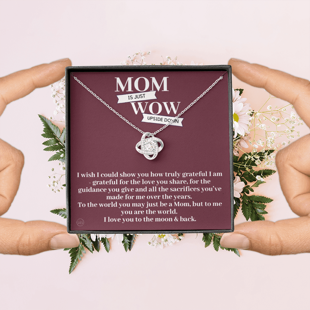 Gift for Mom | Mother's Day Gift, To My Loving Mom From Daughter, From Son, Love You to the Moon and Back, Love Knot Necklace 0422bK