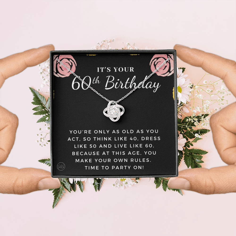 60th Birthday Gift for Women | Bday Present for Mom, Stepmom, Grandma, Friend, Employee, Funny and Heartfelt Card and Necklace 2806k