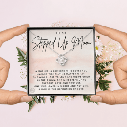 Stepped Up Mom | Gift for Stepmom, Bonus Mom, Stepmother, Grandma, Second Mama, From Step Daughter Son, Christmas, Birthday, Foster 1026bK