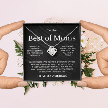 Gift for Mom from Son - You Were My First Home - Love Knot Necklace