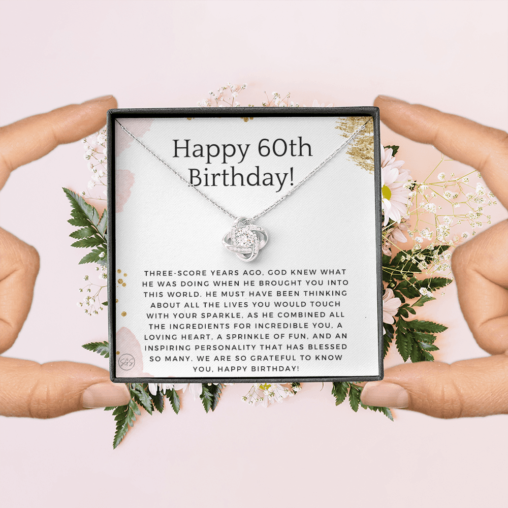 60th Birthday Gift for Women | Bday Present for Mom, Stepmom, Grandma, Friend, Employee, Funny and Heartfelt Card and Necklace 2801k