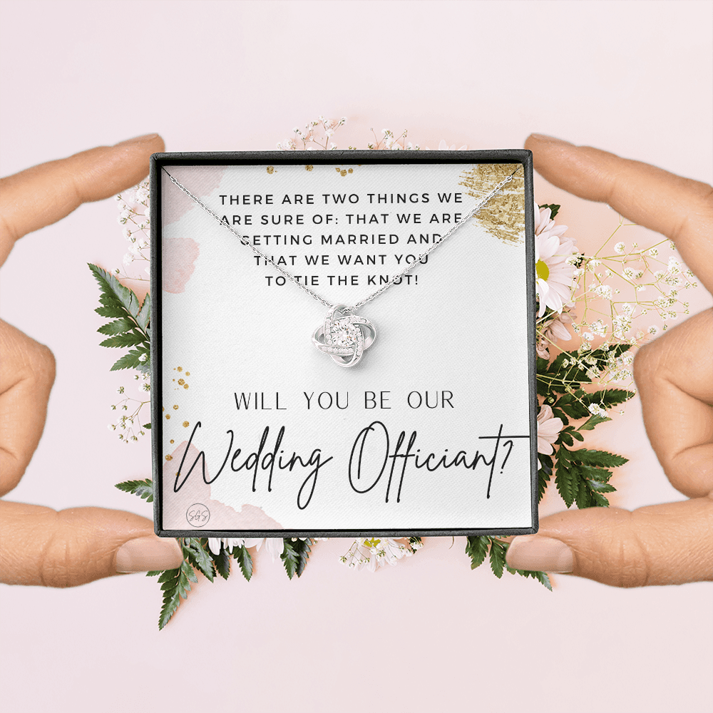 Wedding Officiant Proposal Gift | Will You Marry Us? Will You Be Our Officiant? For Friends, Best Friend Bestie Necklace Bridal Party 0817heartscK