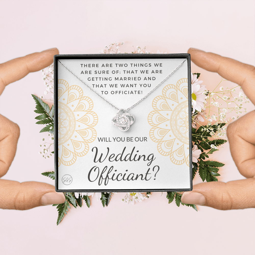Wedding Officiant Proposal Gift | Will You Marry Us? Will You Be Our Officiant? For Friends, Best Friend Bestie Necklace Bridal Party 0131qK