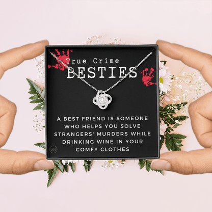 True Crime Best Friend Gift | Christmas Gift for Bestie, Funny Best Friend Necklace, True Crime & Wine, Podcast Junkie, Coffee Lover 1118-01K