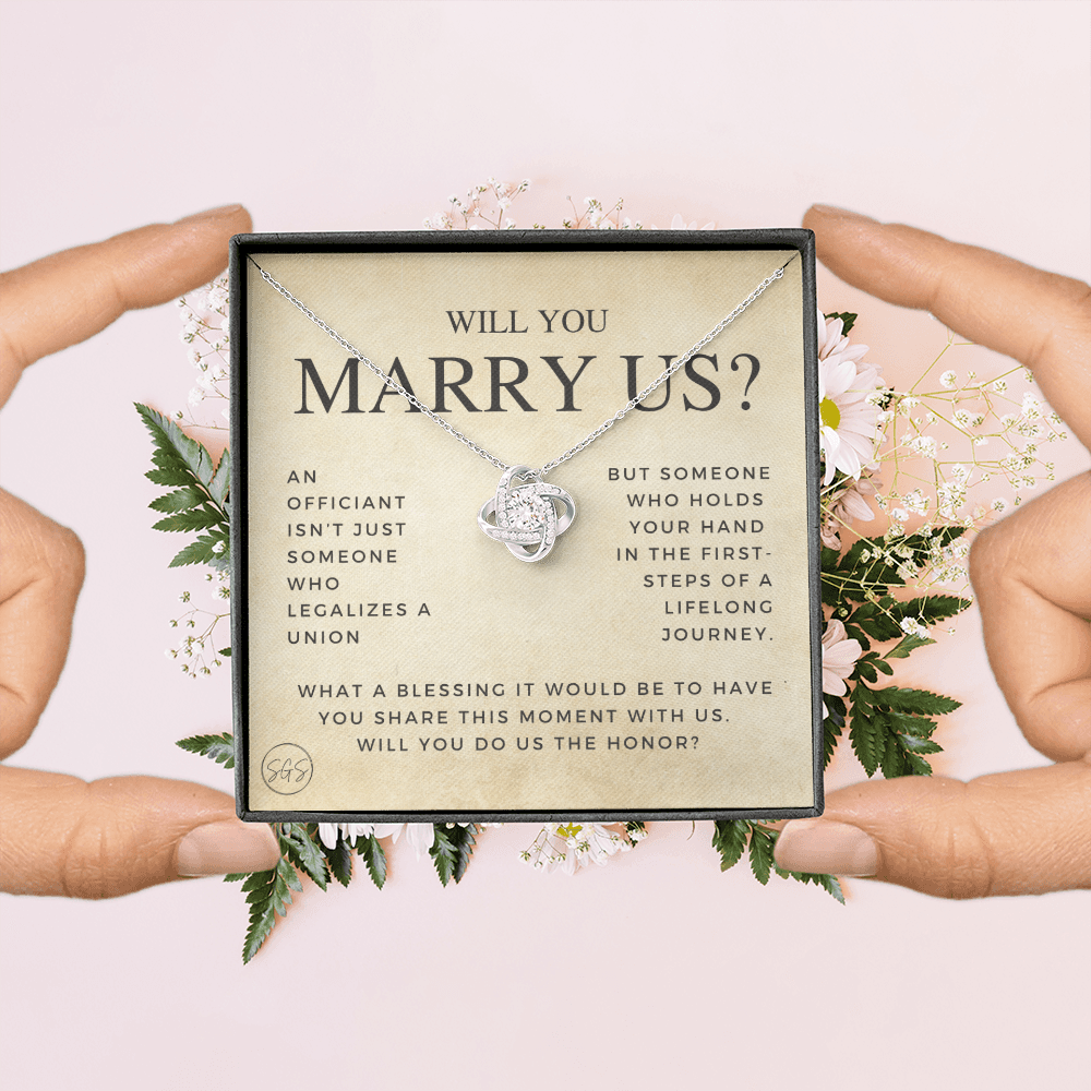 Wedding Officiant Proposal Gift | Will You Marry Us? Will You Be Our Officiant? For Friends, Best Friend Bestie Necklace Bridal Party 0131gK