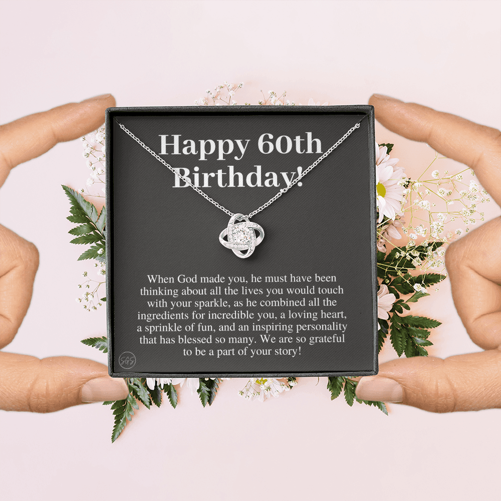60th Birthday Gift for Women | Bday Present for Mom, Stepmom, Grandma, Friend, Employee, Funny and Heartfelt Card and Necklace 2802k