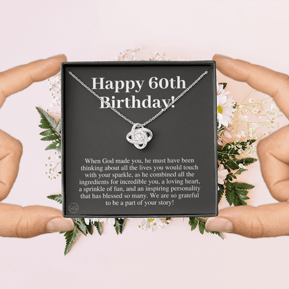 60th Birthday Gift for Women | Bday Present for Mom, Stepmom, Grandma, Friend, Employee, Funny and Heartfelt Card and Necklace 2802k