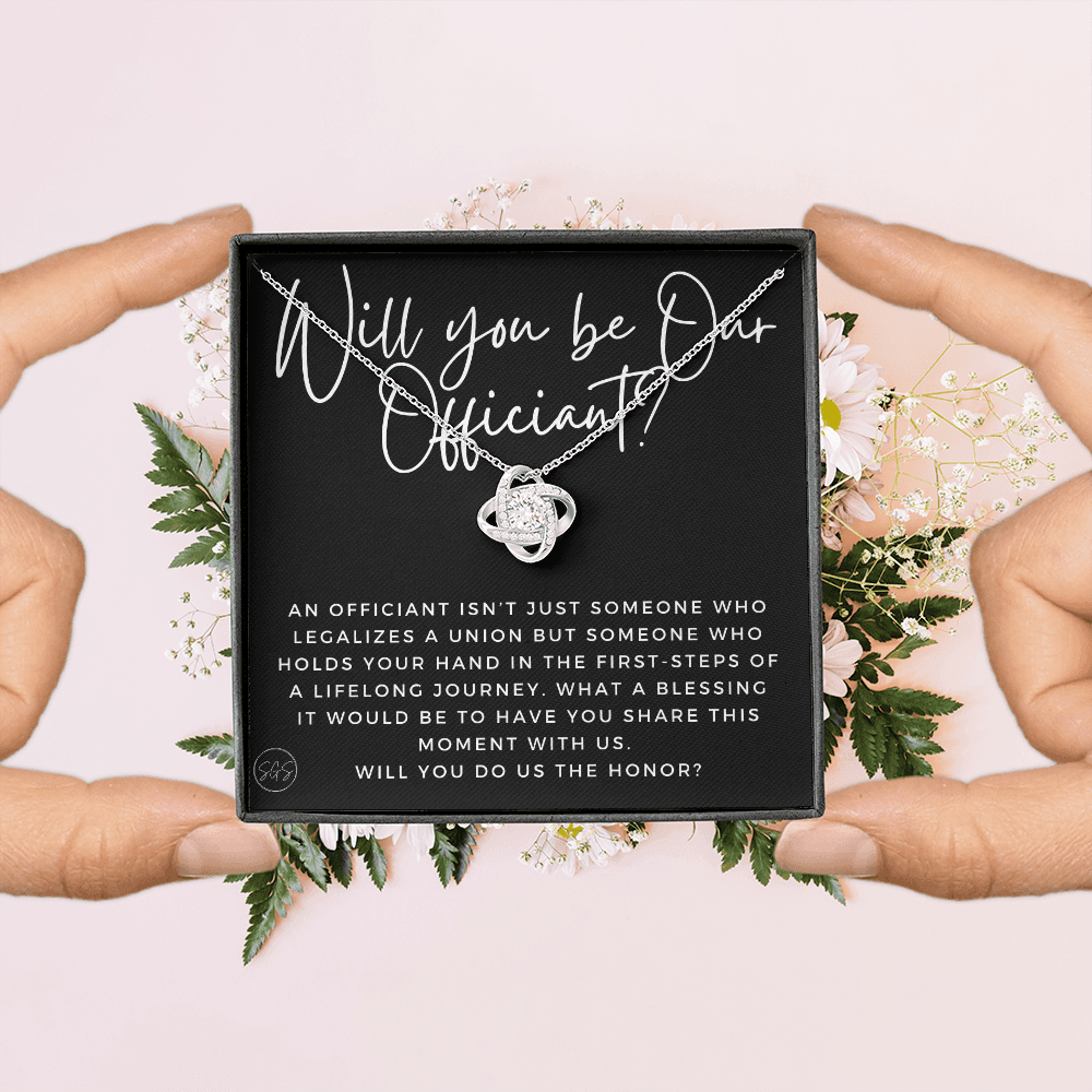 Wedding Officiant Proposal Gift | Will You Marry Us? Will You Be Our Officiant? For Friends, Best Friend Bestie Necklace Bridal Party H0817cK2