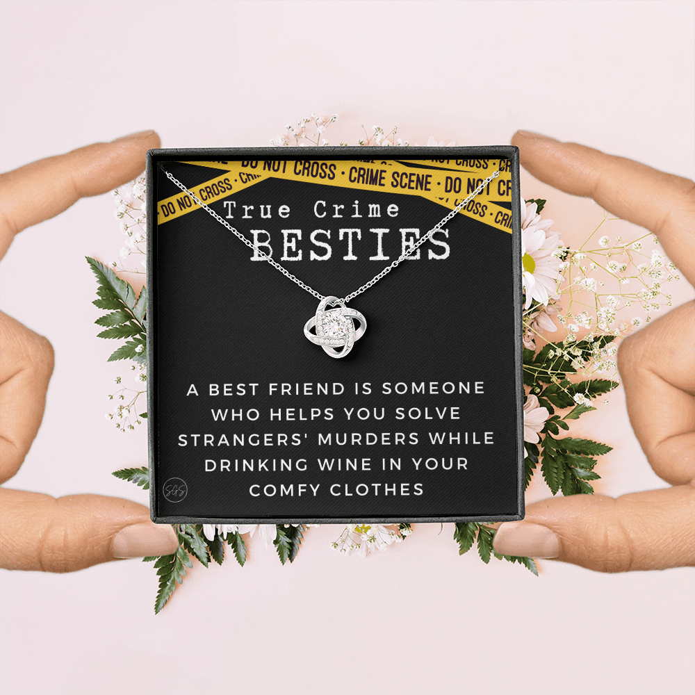 True Crime Best Friend Gift | Christmas Gift for Bestie, Funny Best Friend Necklace, True Crime & Wine, Podcast Junkie, Coffee Lover 1118-04K
