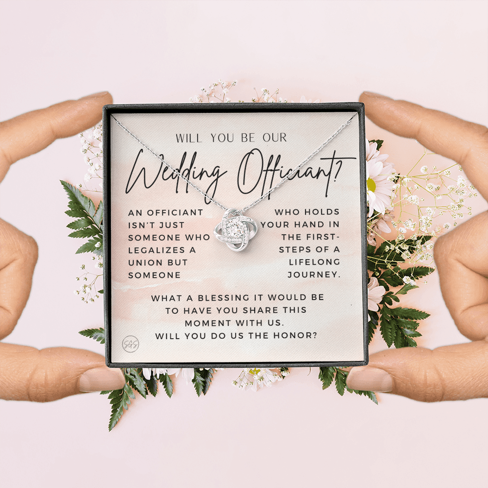 Wedding Officiant Proposal Gift | Will You Marry Us? Will You Be Our Officiant? For Friends, Best Friend Bestie Necklace Bridal Party 0131eK