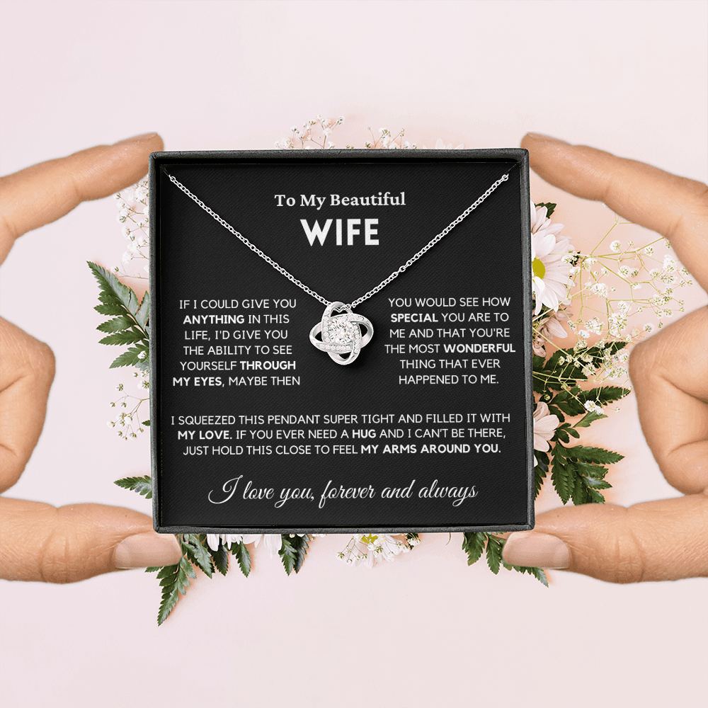 Wife - Always Here - Necklace | Gift for Wife, Annviersary Gift, Valentine's Day Present, From Husband 04wb Necklace Love Knot