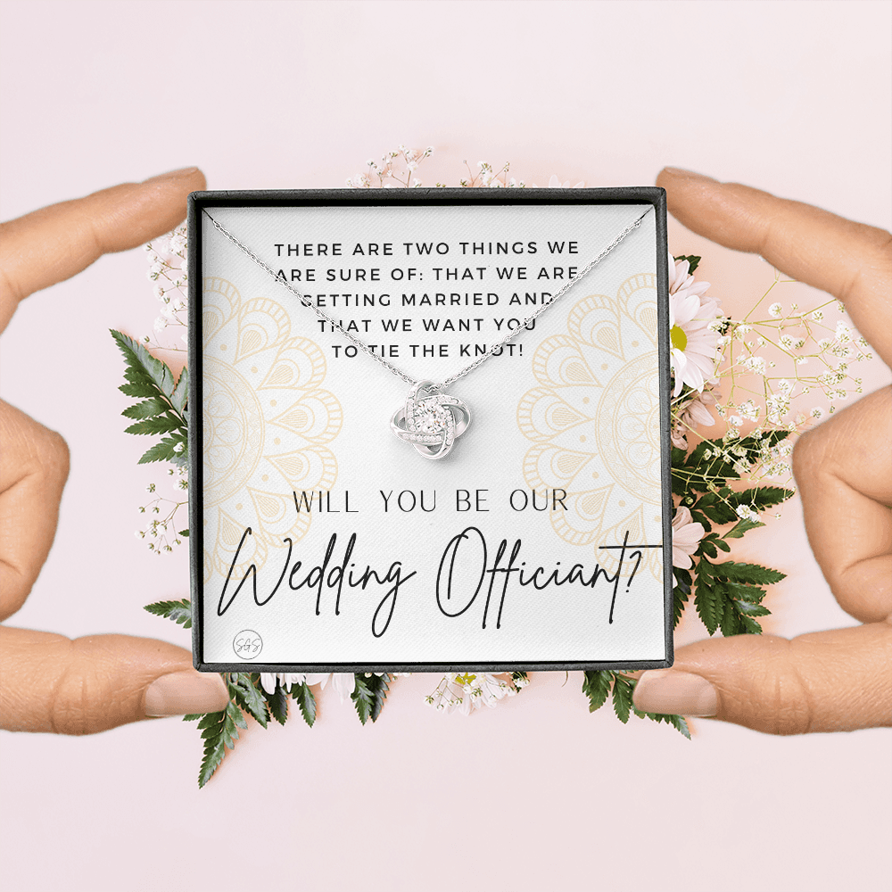 Wedding Officiant Proposal Gift | Will You Marry Us? Will You Be Our Officiant? For Friends, Best Friend Bestie Necklace Bridal Party 0817heartsK