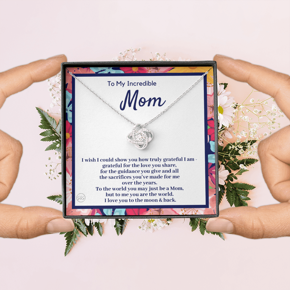 Gift for Mom | Mother's Day Gift, To My Loving Mom From Daughter, From Son, Love You to the Moon and Back, Love Knot Necklace 0422dK