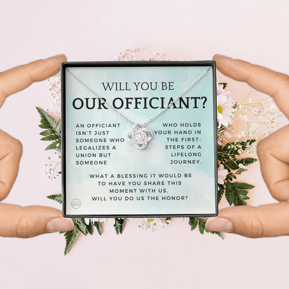 Wedding Officiant Proposal Gift | Will You Marry Us? Will You Be Our Officiant? For Friends, Best Friend Bestie Necklace Bridal Party 0131cK