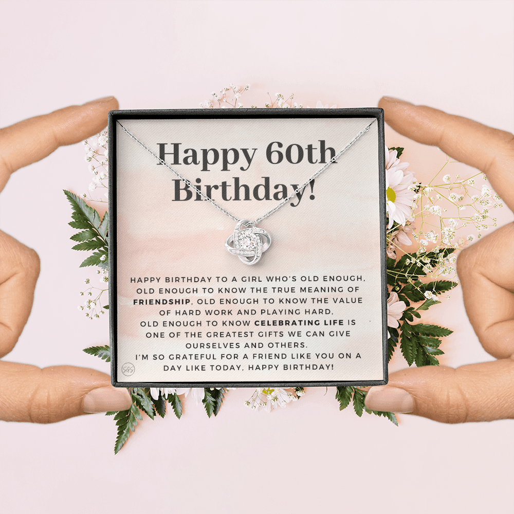 60th Birthday Gift for Women | Bday Present for Mom, Stepmom, Grandma, Friend, Employee, Funny and Heartfelt Card and Necklace 2800k