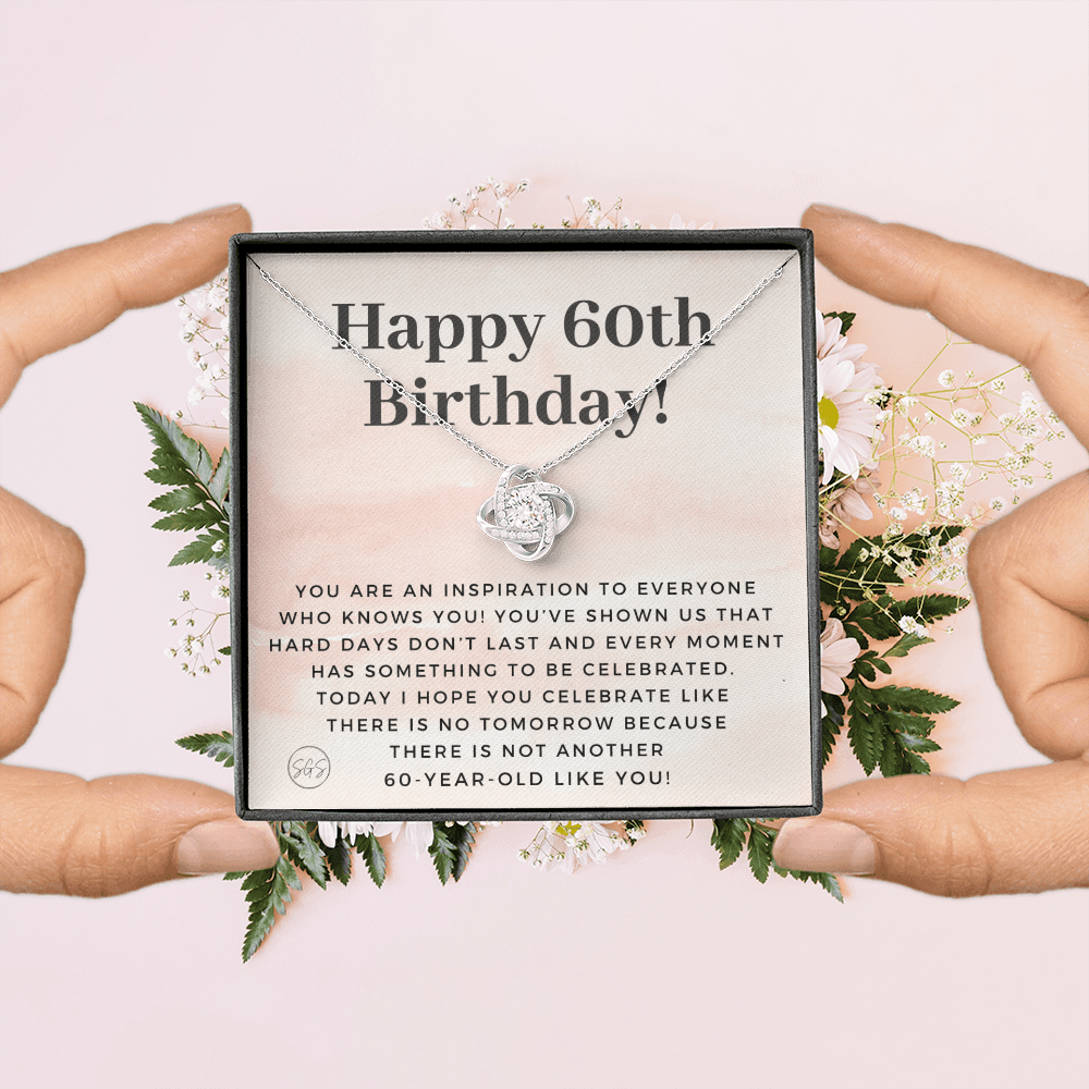 60th Birthday Gift for Women | Bday Present for Mom, Stepmom, Grandma, Friend, Employee, Funny and Heartfelt Card and Necklace 2808k