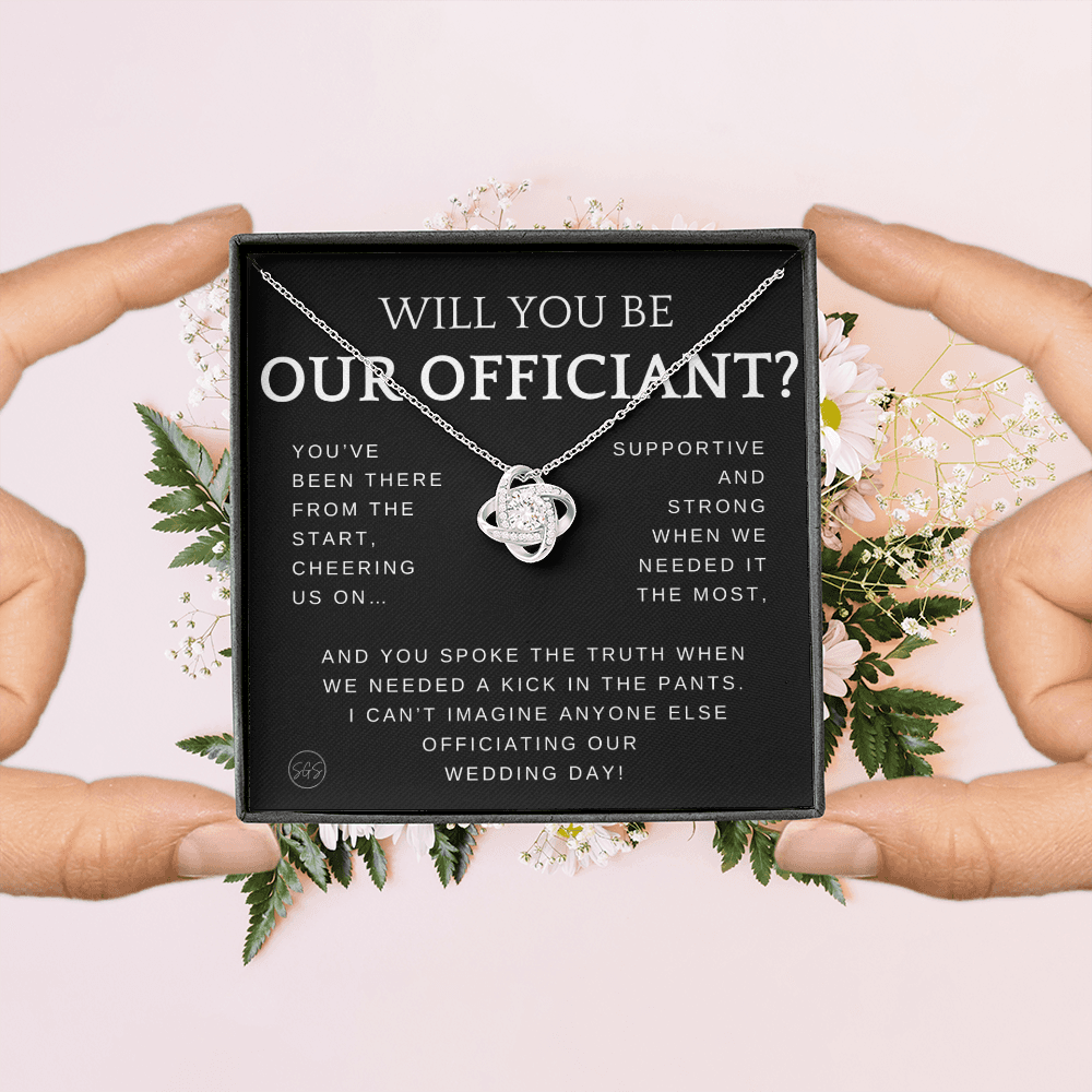 Wedding Officiant Proposal Gift | Will You Marry Us? Will You Be Our Officiant? For Friends, Best Friend Bestie Necklace Bridal Party 0131zK