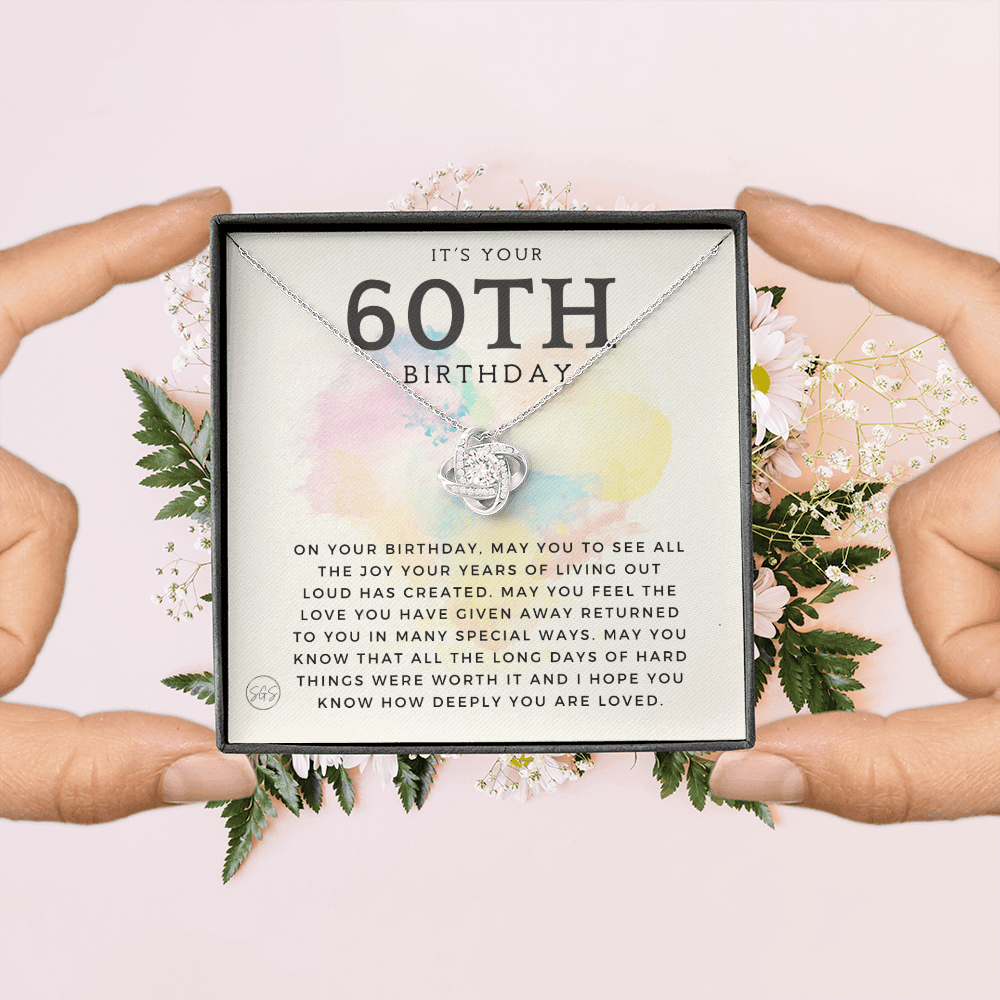 60th Birthday Gift for Women | Bday Present for Mom, Stepmom, Grandma, Friend, Employee, Funny and Heartfelt Card and Necklace 2804k