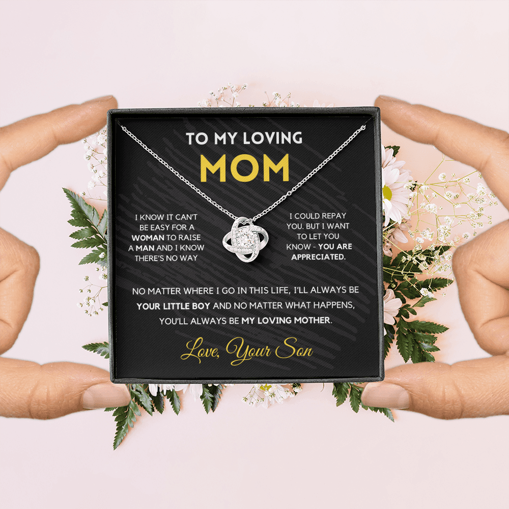 Gift For Mom from Son - I'll Always Be Your Little Boy - Love Knot Necklace | Gift for Mother's Day From Son, Mom Birthday Present M3