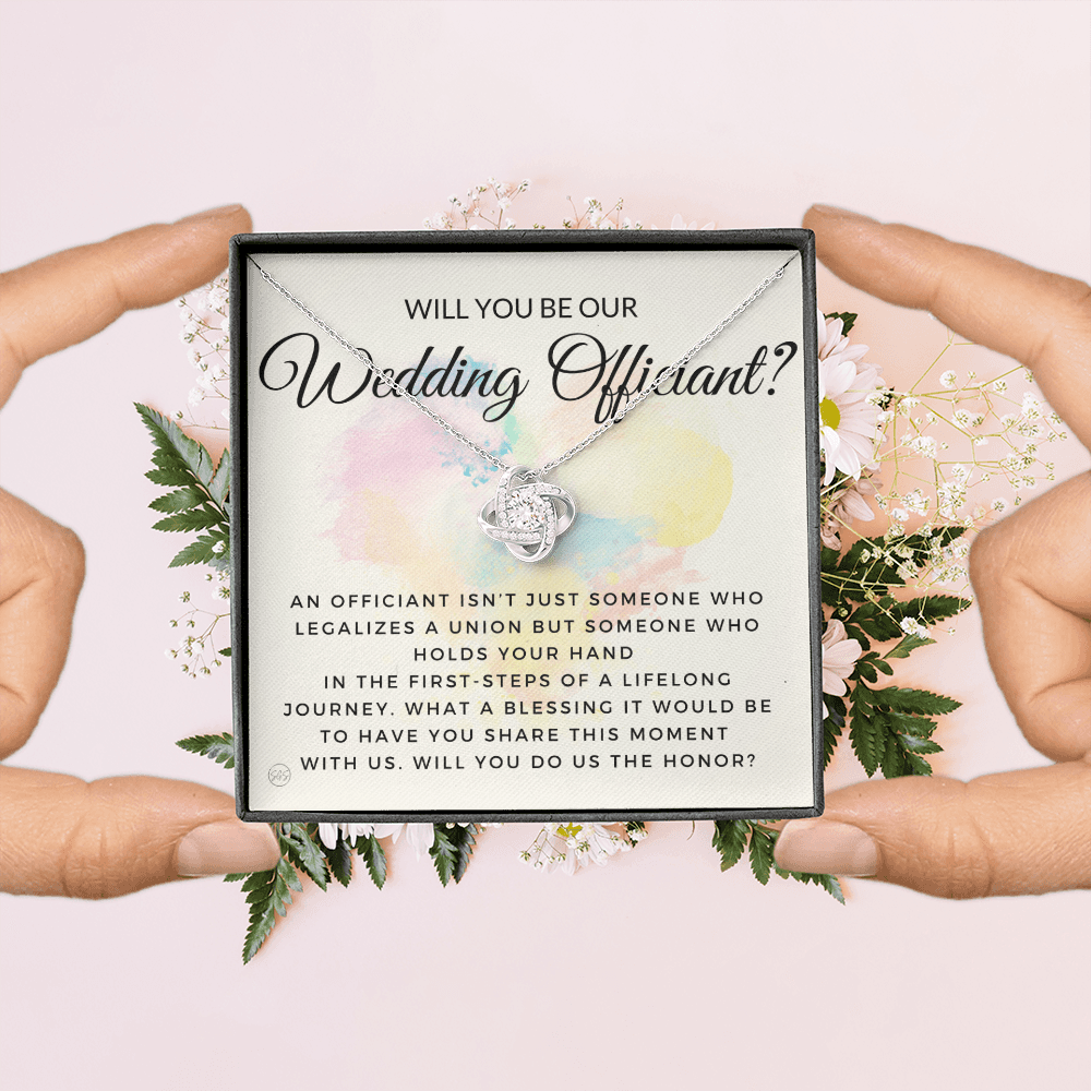 Wedding Officiant Proposal Gift | Will You Marry Us? Will You Be Our Officiant? For Friends, Best Friend Bestie Necklace Bridal Party 0131dK